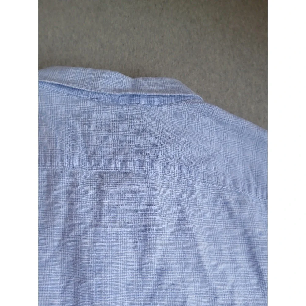 Banana Republic Shirt Mens Large Linen Button Down Preppy Blue Casual Slim Fit